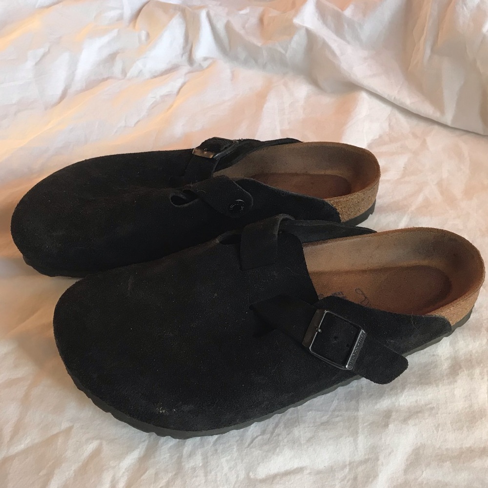 Birkenstock Boston Soft Footbed, Black Suede, sz40